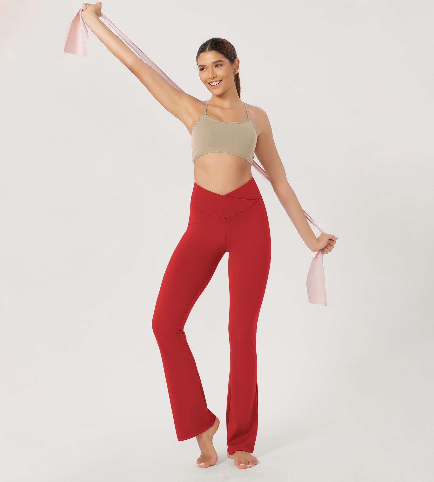 31??Cross Waist Workout Yoga Flare Pants - ododos