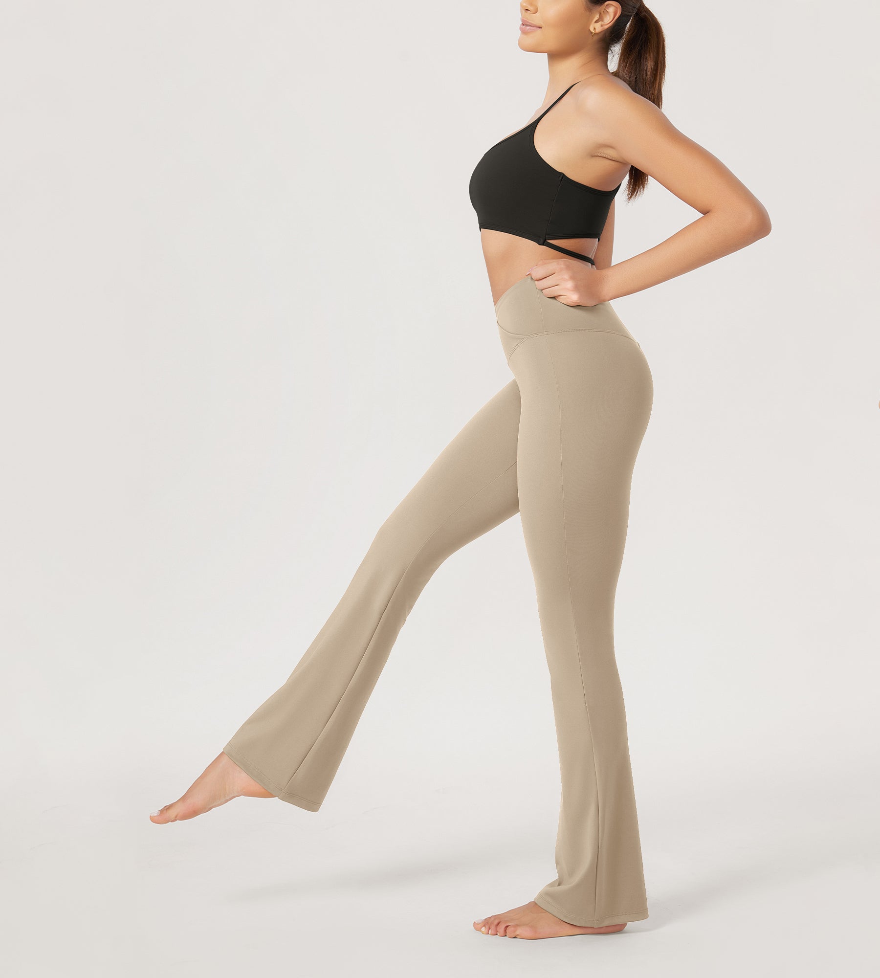 31??Cross Waist Workout Yoga Flare Pants - ododos