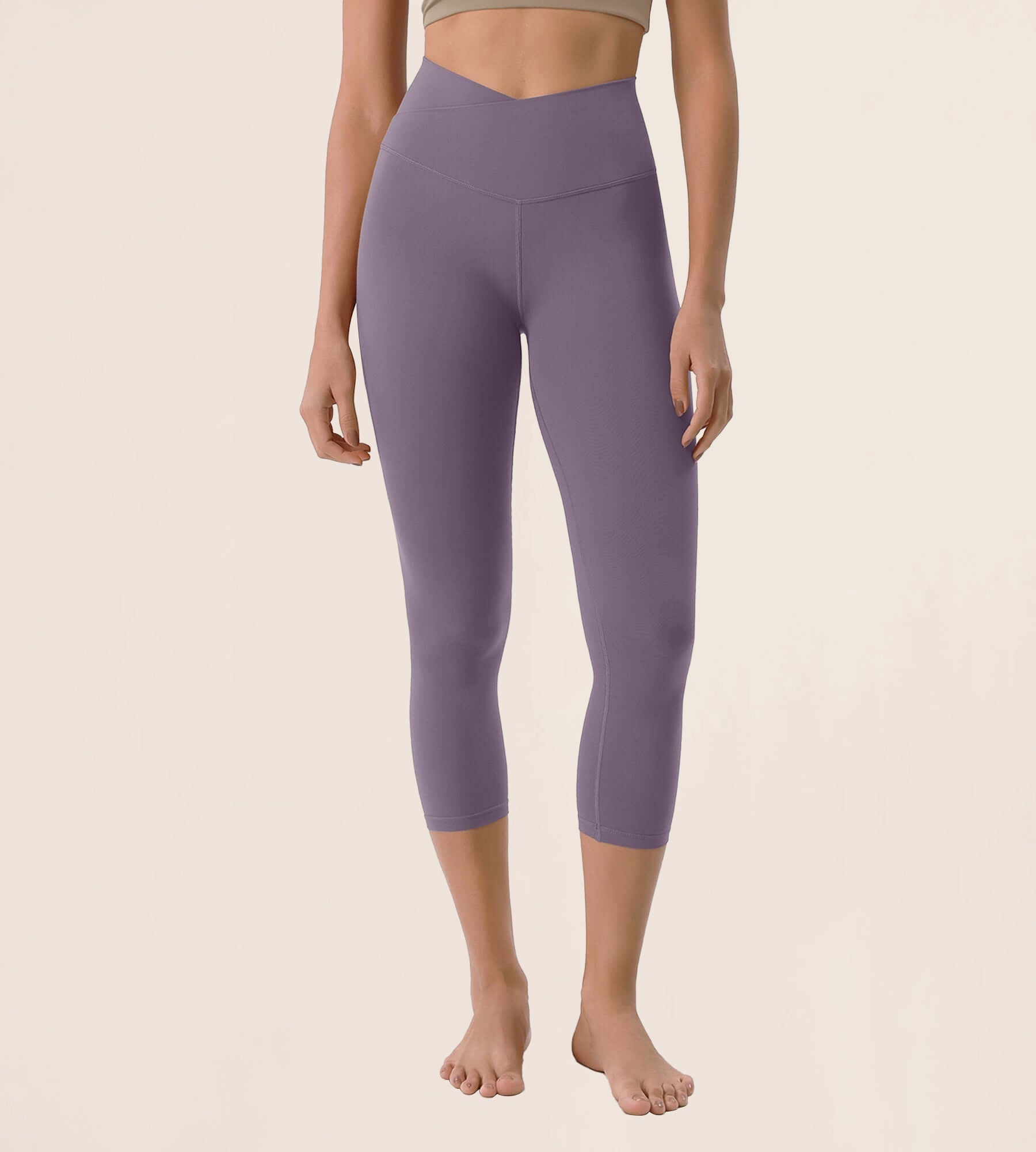 Odcloud 23 Crossover High Wasit Lounge 7/8 Leggings with Pockets Ash Violet - ododos