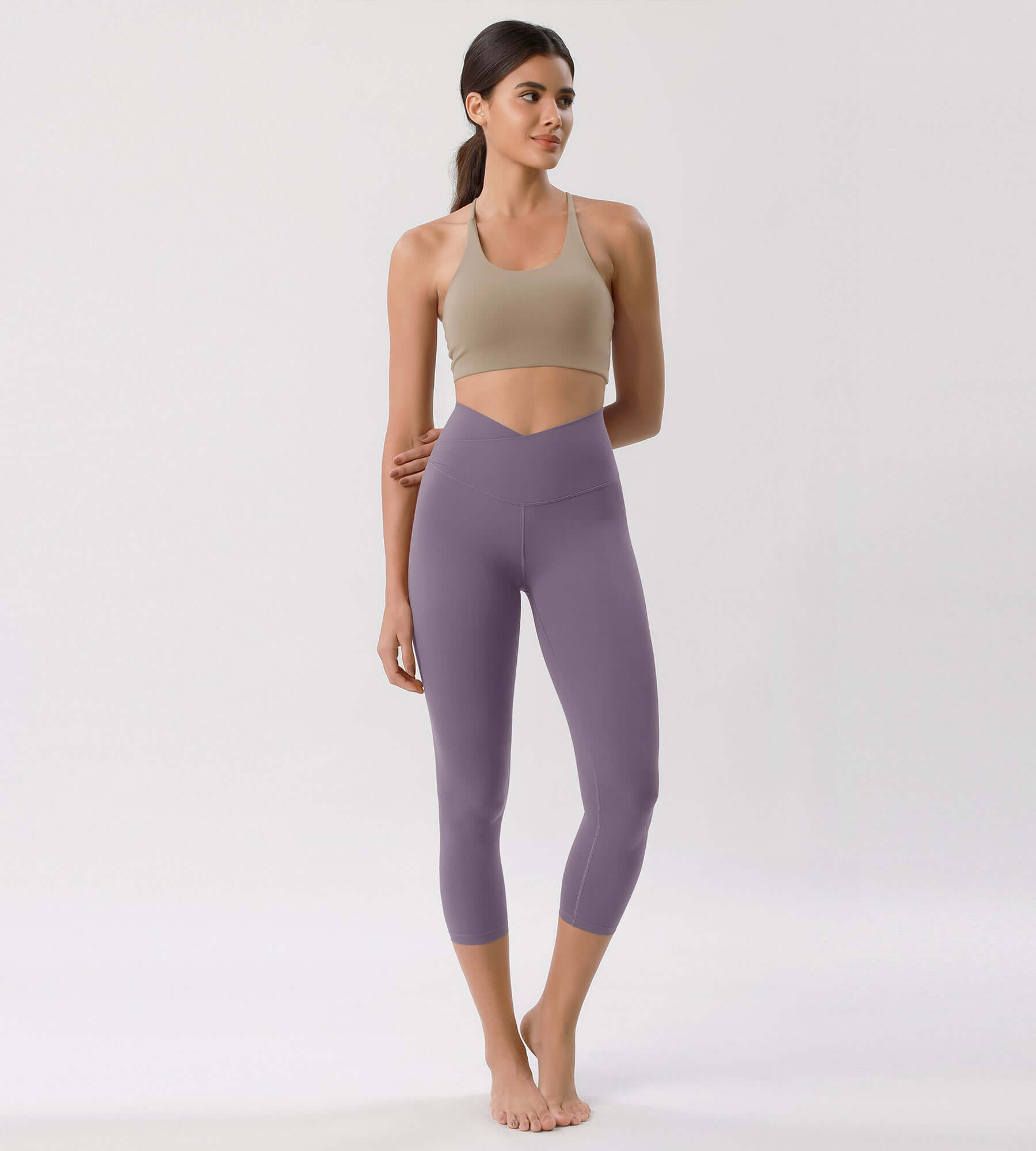 Odcloud 23 Crossover High Wasit Lounge 7/8 Leggings with Pockets - ododos