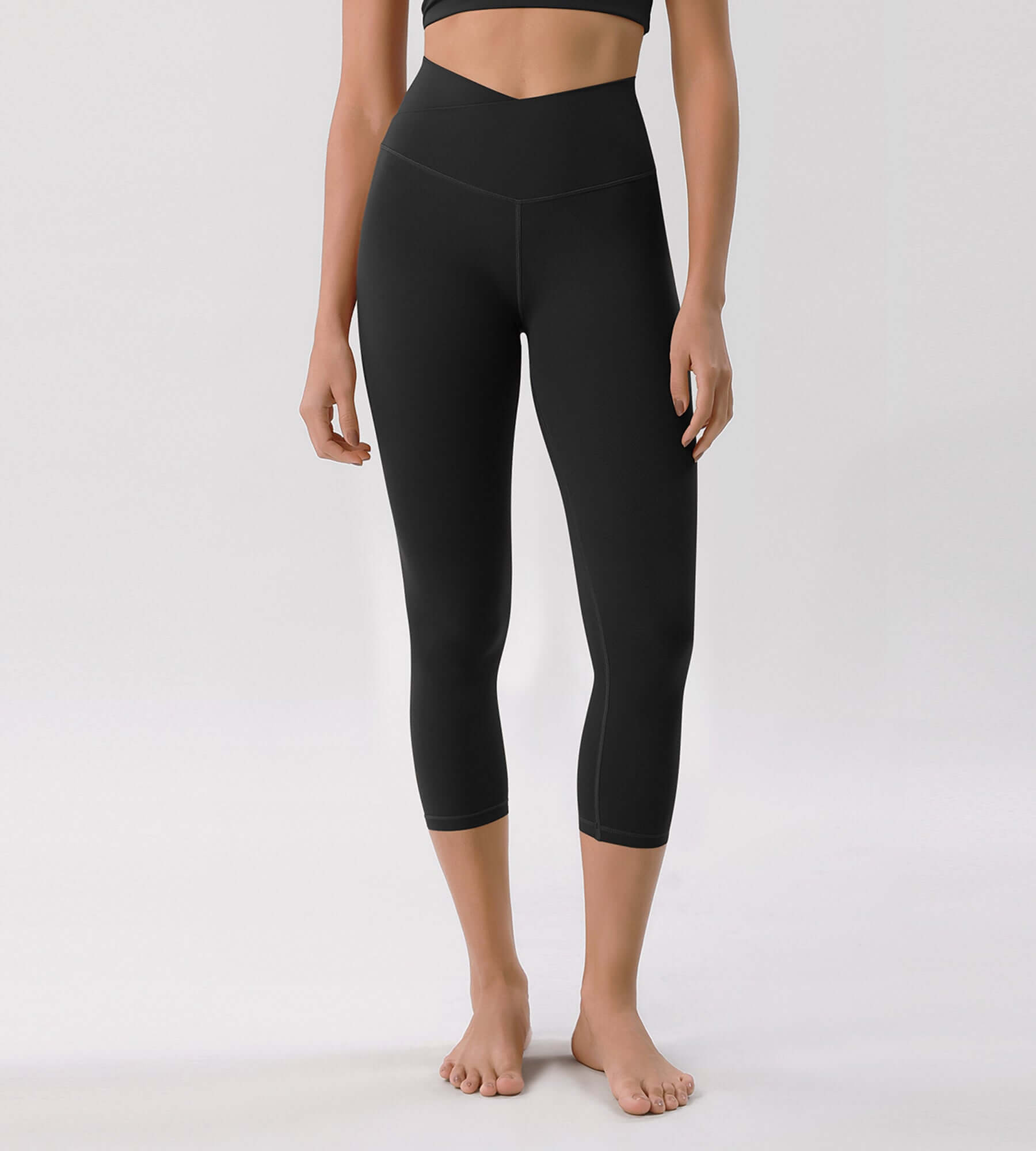 Odcloud 23 Crossover High Wasit Lounge 7/8 Leggings with Pockets Black - ododos