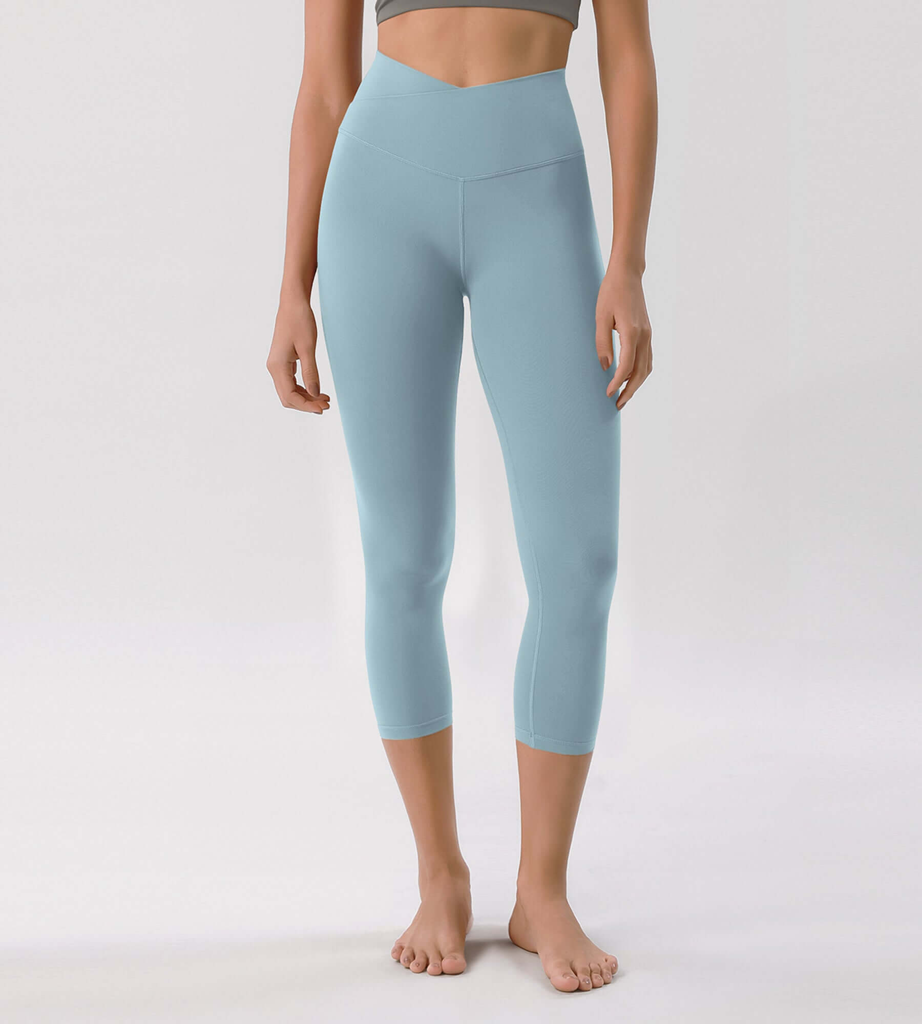 Odcloud 23 Crossover High Wasit Lounge 7/8 Leggings with Pockets Chambray - ododos