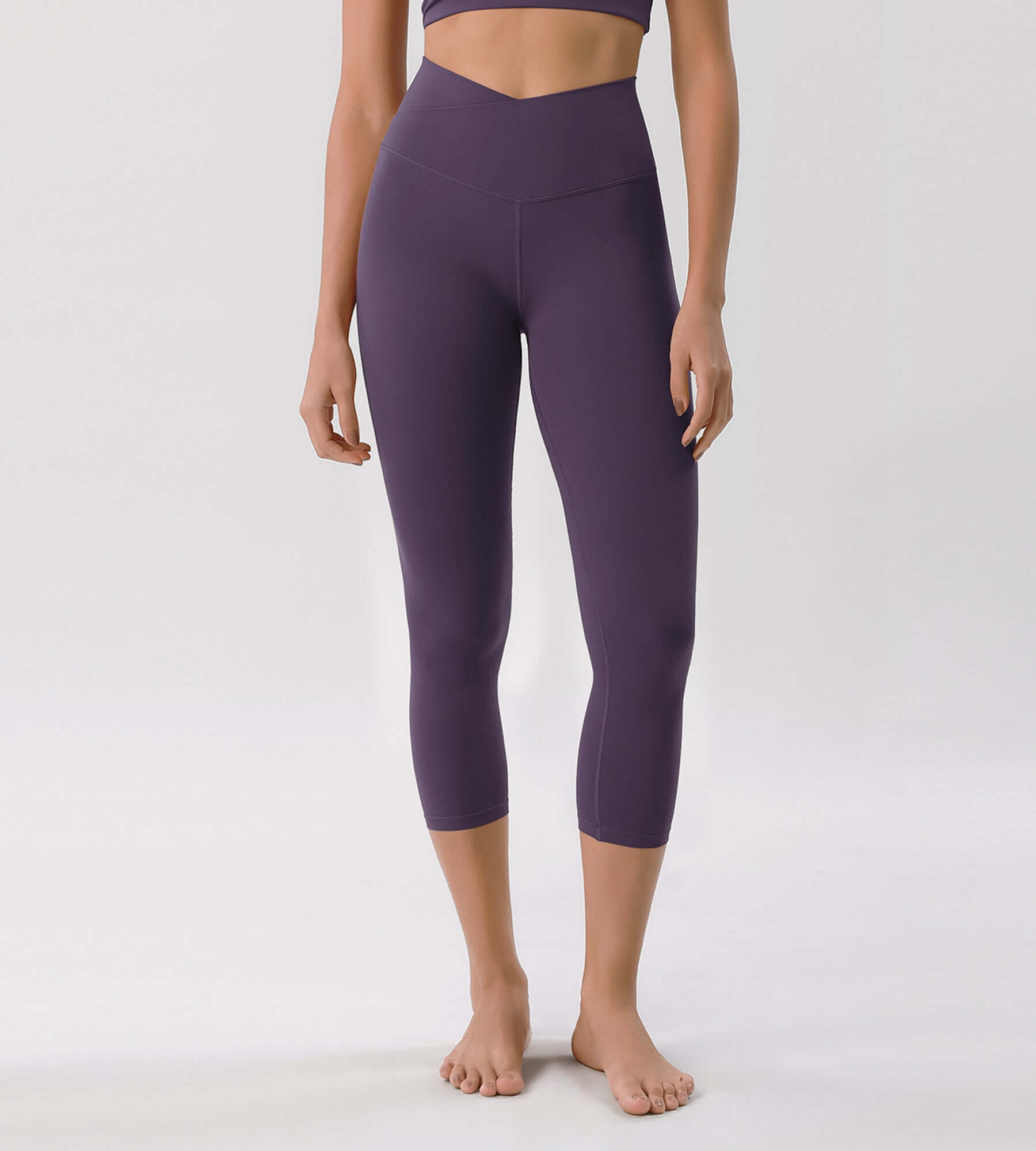 Odcloud 23 Crossover High Wasit Lounge 7/8 Leggings with Pockets Dark Purple - ododos