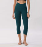 Odcloud 23" Crossover High Wasit Lounge 7/8 Leggings with Pockets Forest Teal - ododos