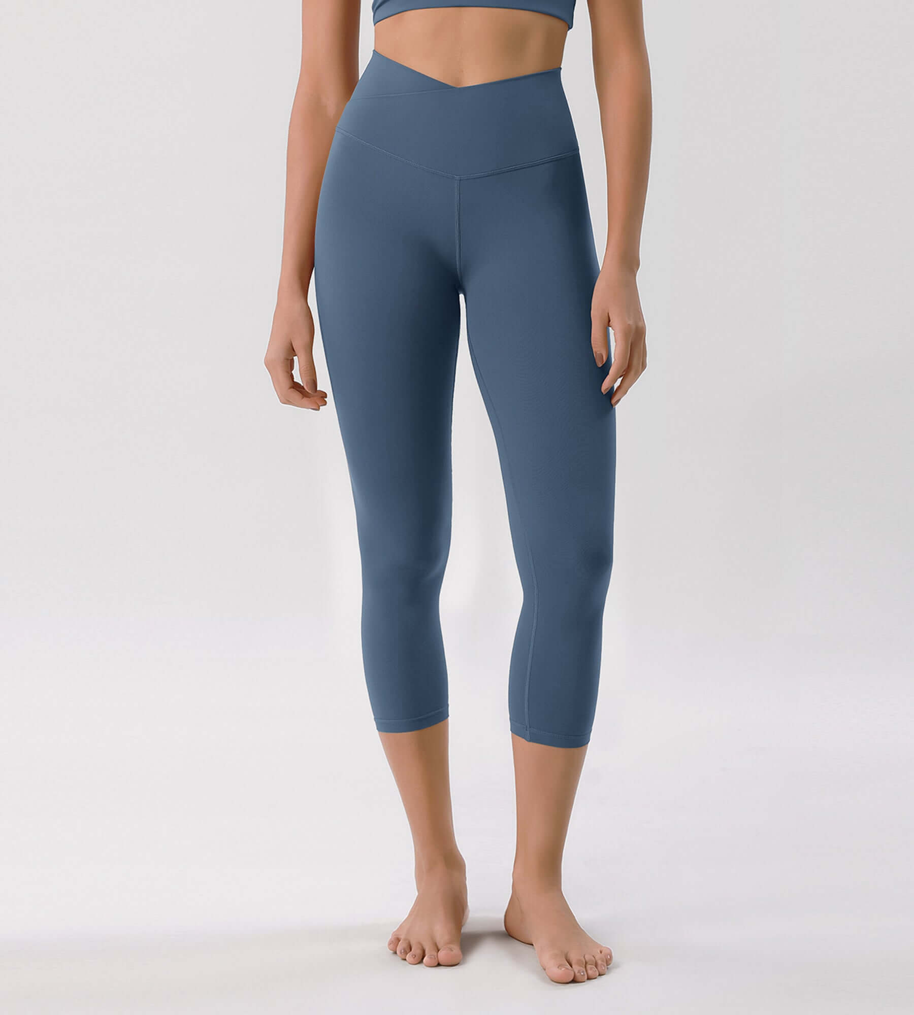 Odcloud 23 Crossover High Wasit Lounge 7/8 Leggings with Pockets Ink Blue - ododos