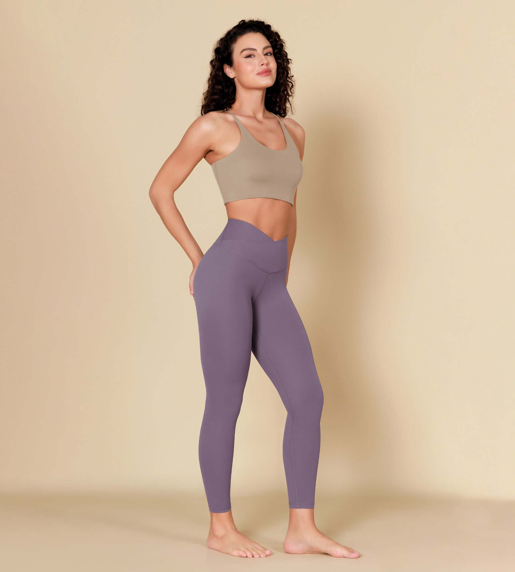 ODCLOUD 7/8 Crossover Leggings with Back Pocket Ash Violet - ododos