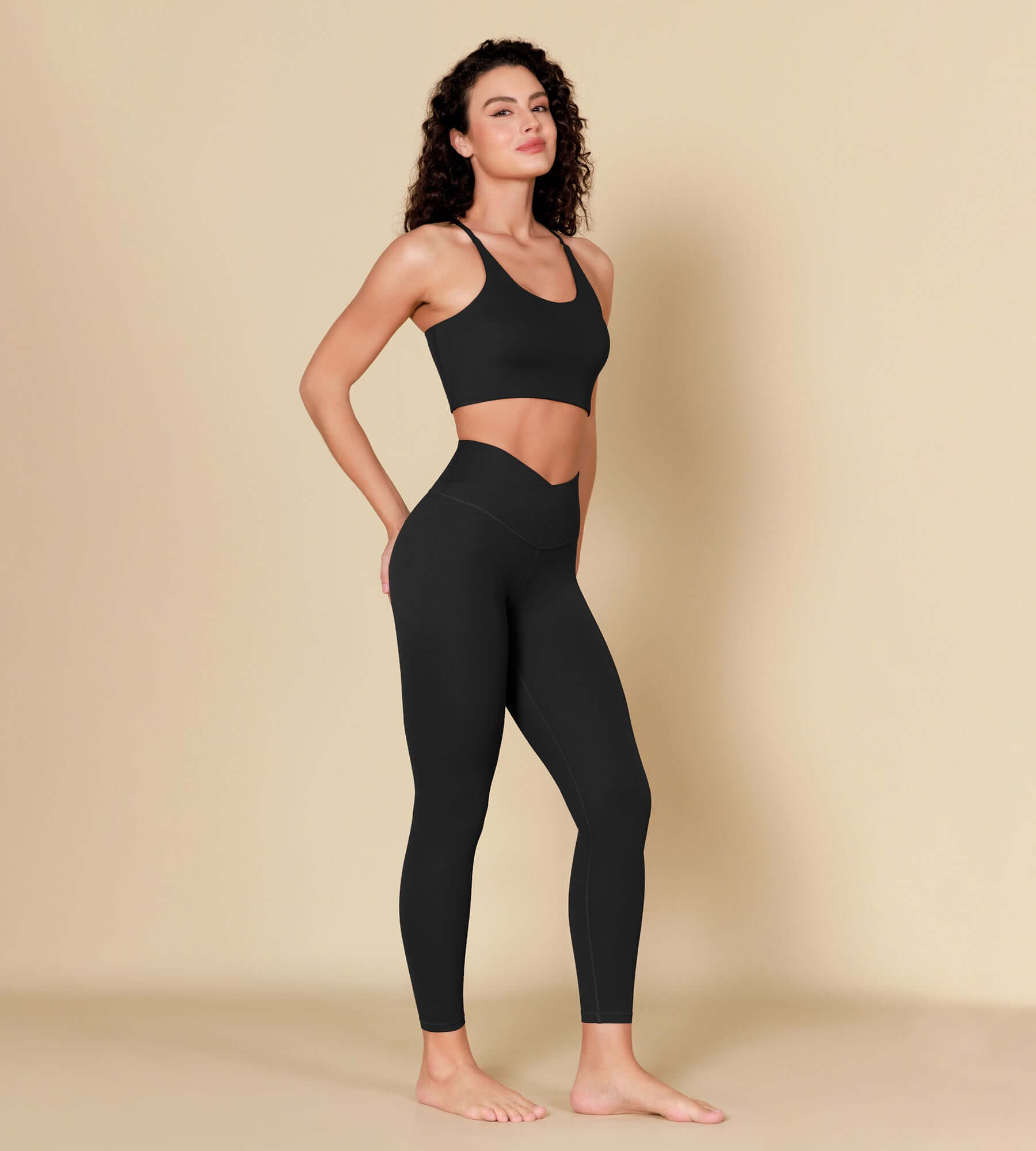 ODCLOUD 7/8 Crossover Leggings with Back Pocket Black - ododos
