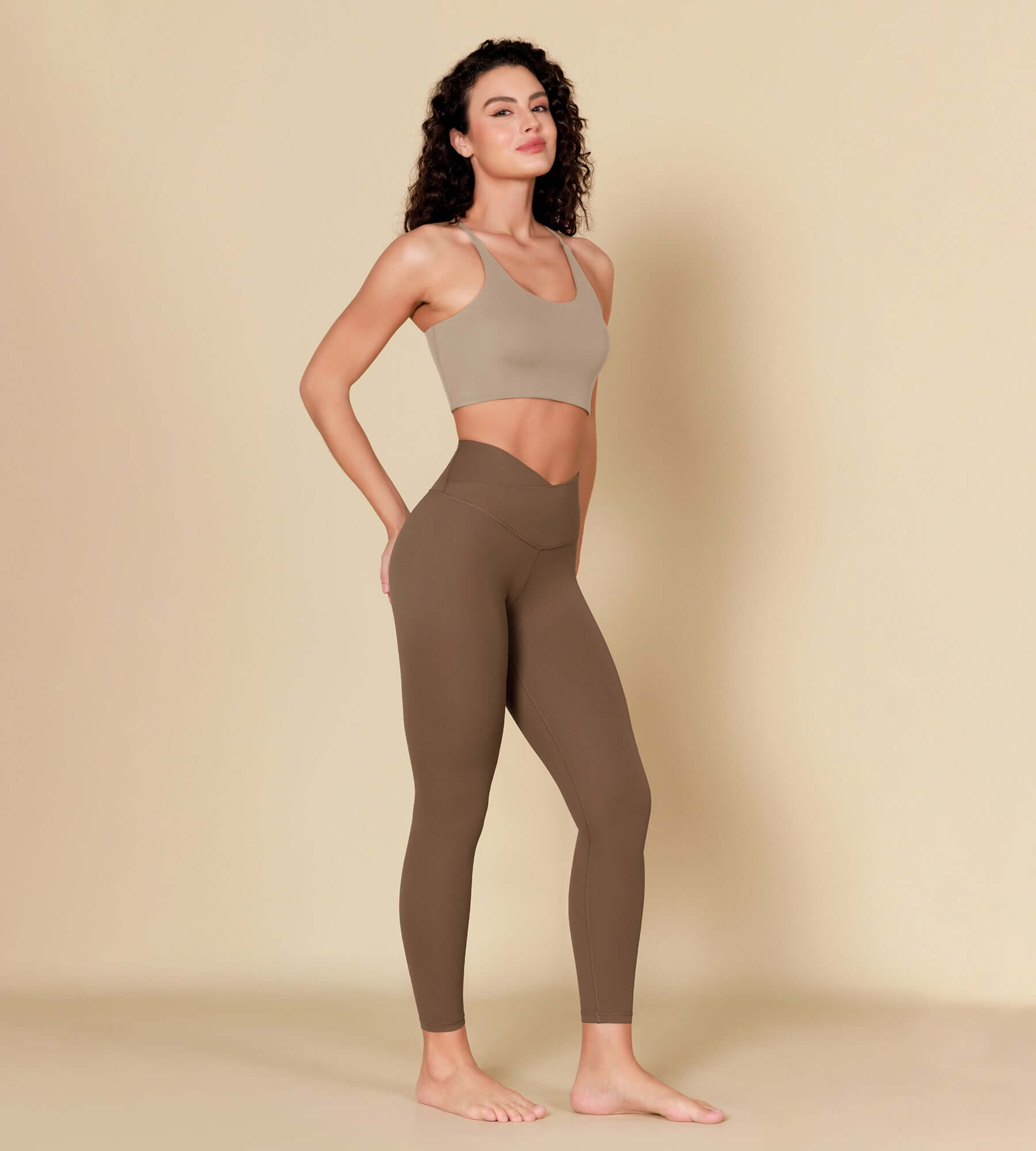 ODCLOUD 7/8 Crossover Leggings with Back Pocket Brunette - ododos