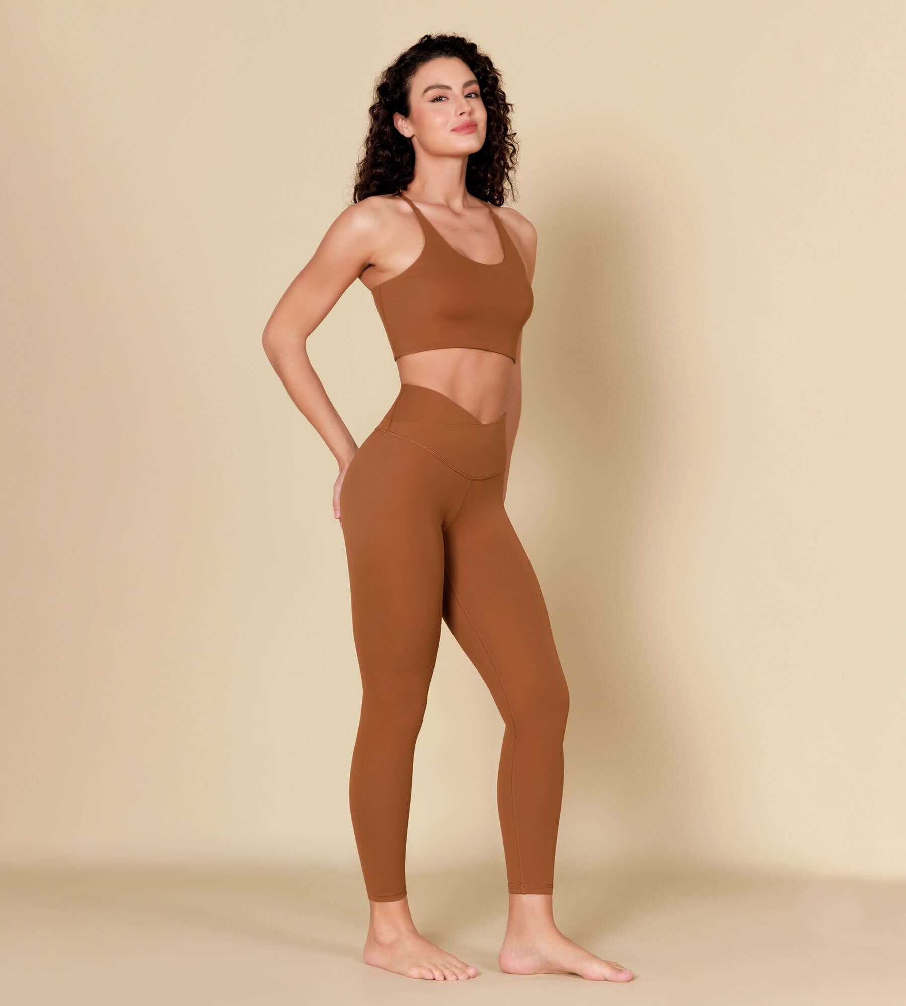 ODCLOUD 7/8 Crossover Leggings with Back Pocket Caramel - ododos