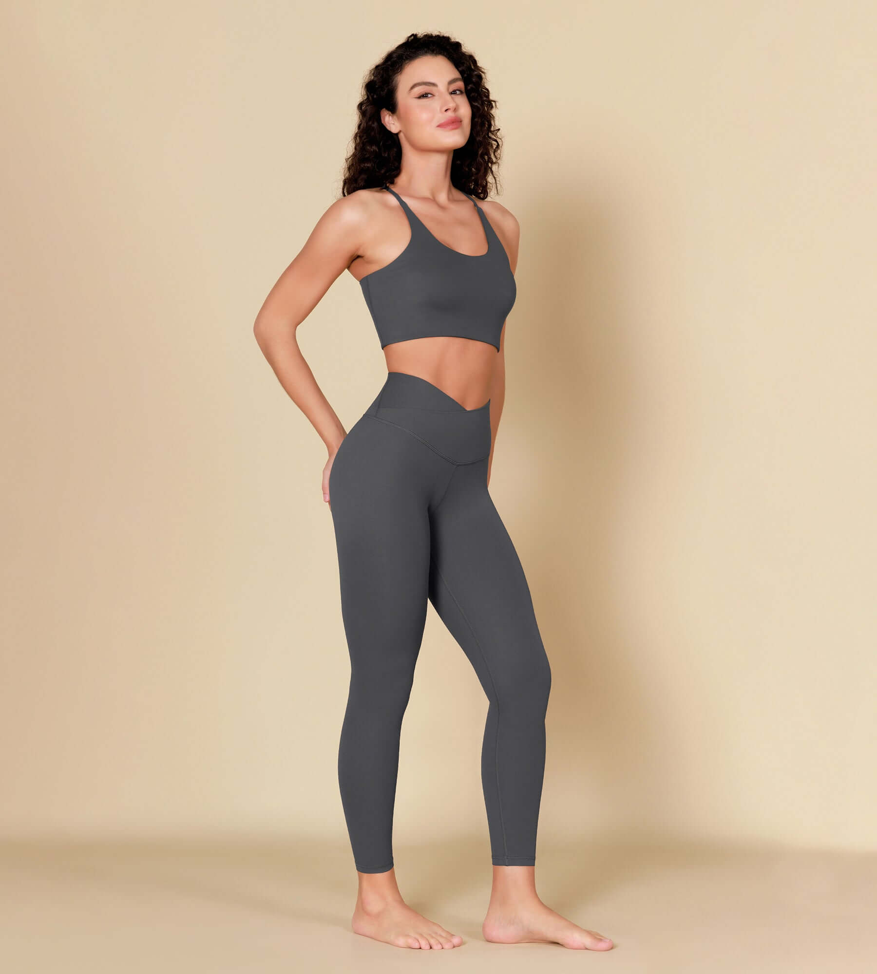 ODCLOUD 7/8 Crossover Leggings with Back Pocket Charcoal - ododos