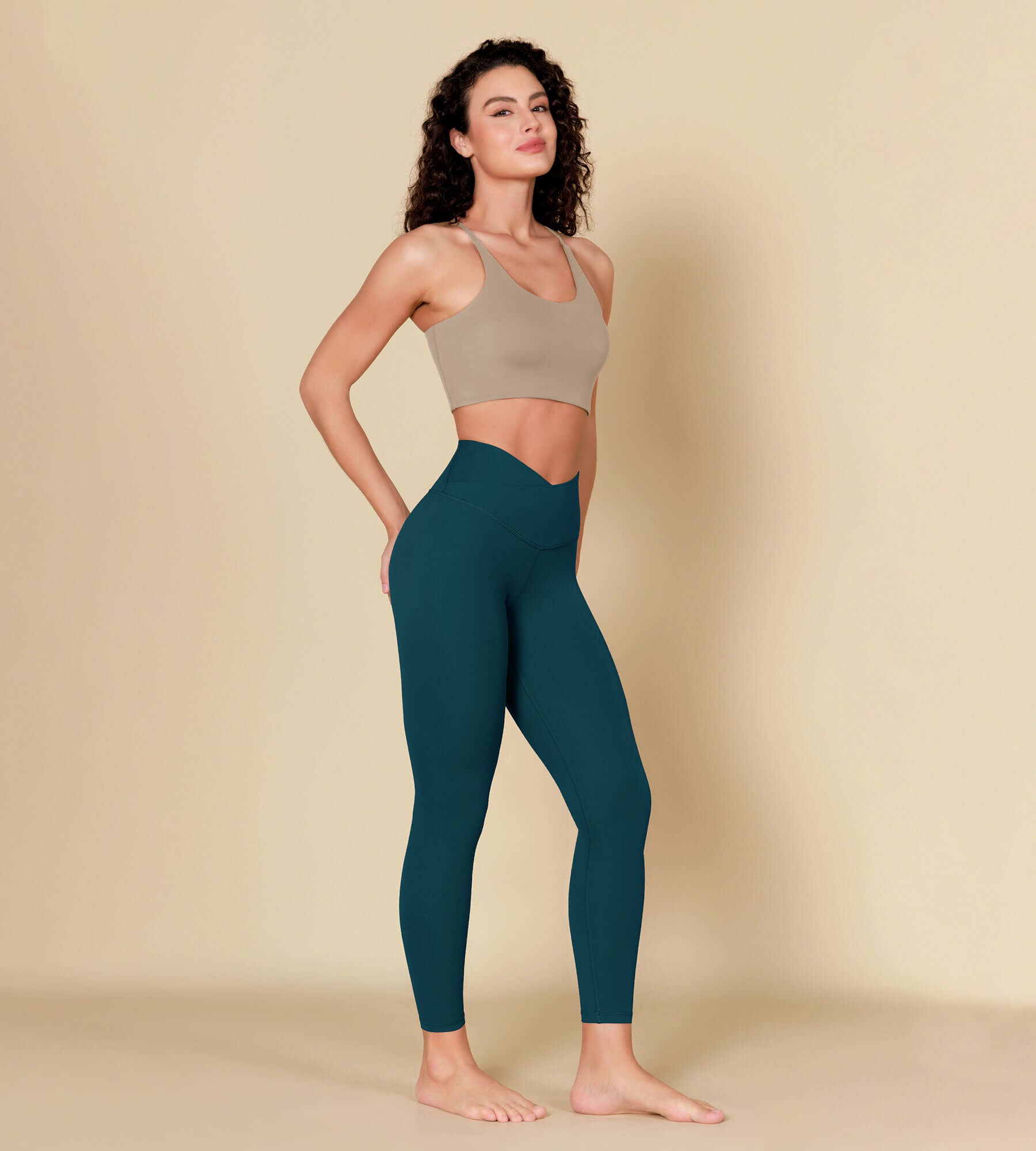 ODCLOUD 7/8 Crossover Leggings with Back Pocket Forest Teal - ododos
