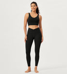 25" Buttery Soft Crossover Lounge Yoga Waist Leggings Black - ododos