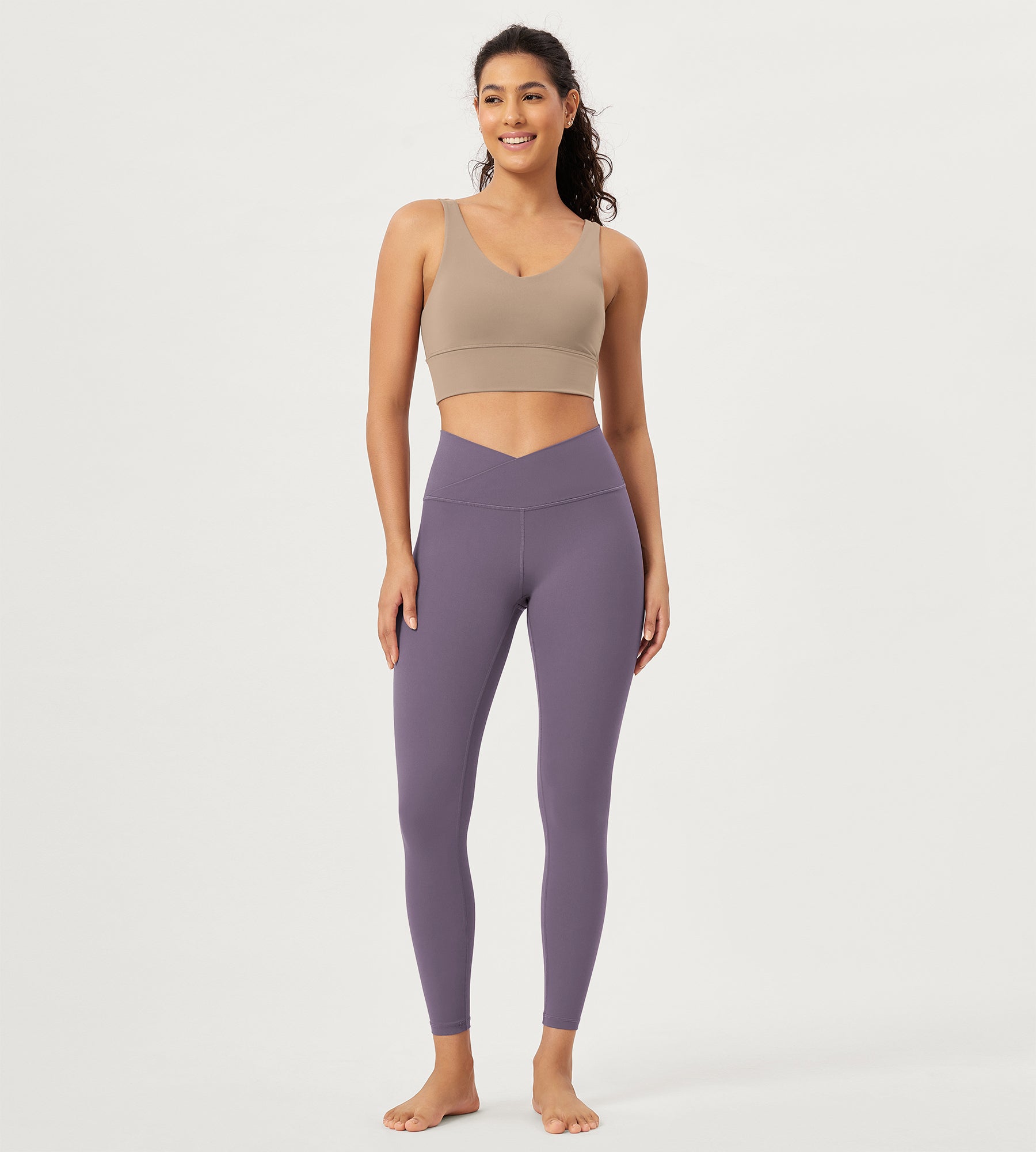 2 Pack 25" Buttery Soft Crossover Lounge Yoga Waist Leggings - ododos