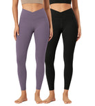 2 Pack 25" Buttery Soft Crossover Lounge Yoga Waist Leggings - ododos