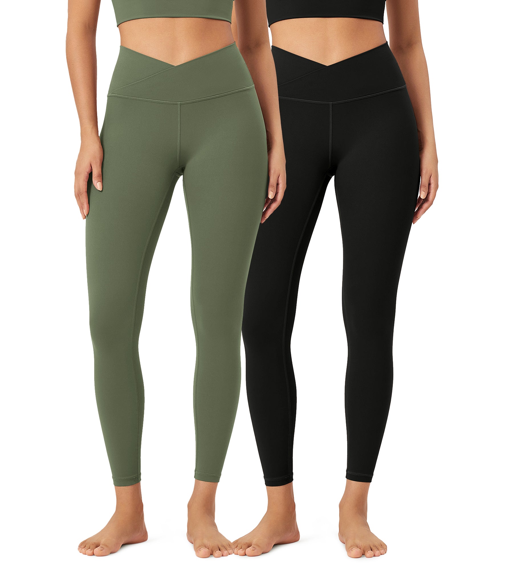 2 Pack 25" Buttery Soft Crossover Lounge Yoga Waist Leggings - ododos