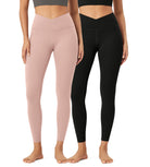 2 Pack 25" Buttery Soft Crossover Lounge Yoga Waist Leggings - ododos