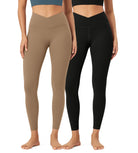 2 Pack 25" Buttery Soft Crossover Lounge Yoga Waist Leggings - ododos