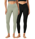 2 Pack 25" Buttery Soft Crossover Lounge Yoga Waist Leggings - ododos