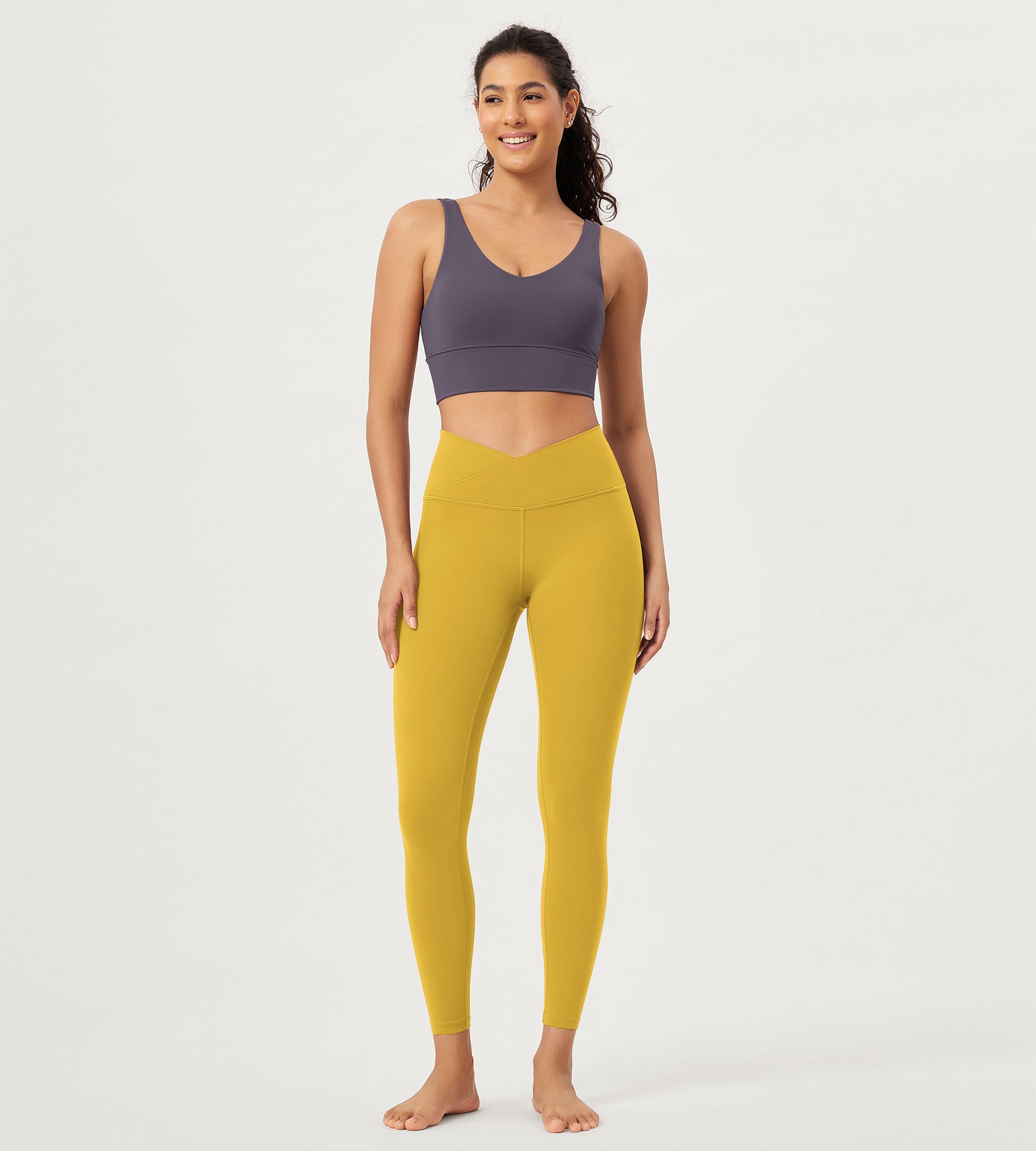 2 Pack 25" Buttery Soft Crossover Lounge Yoga Waist Leggings - ododos