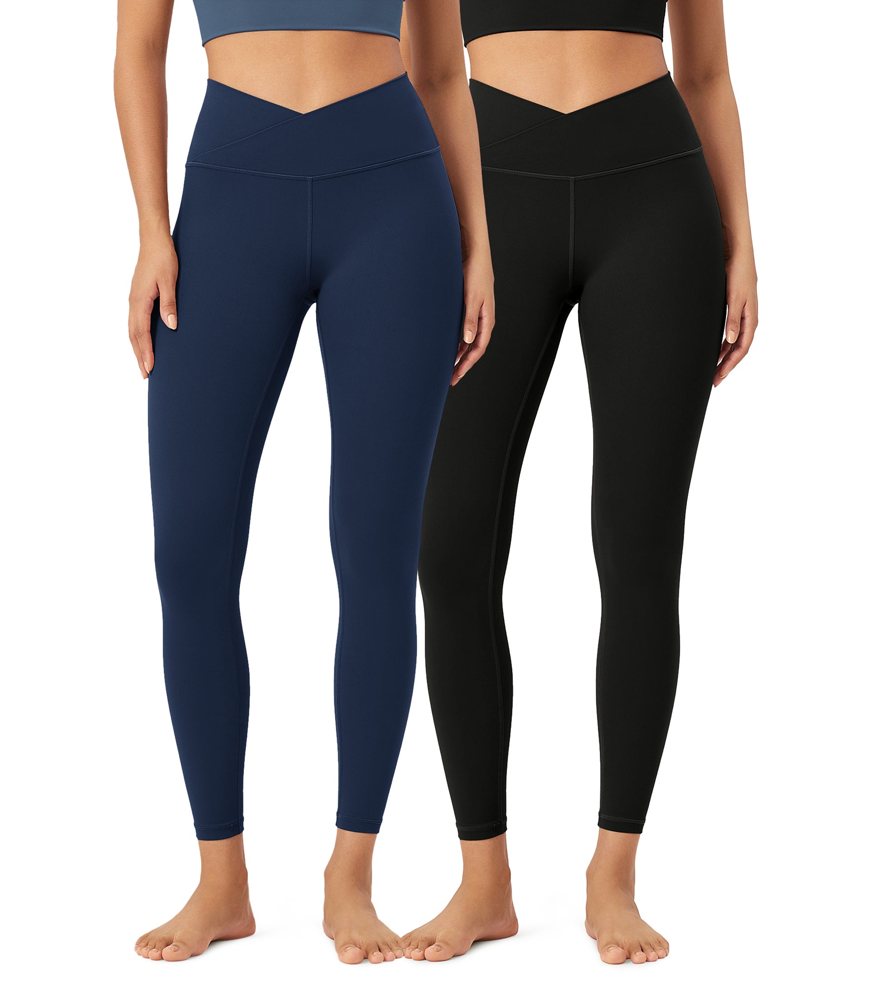 2 Pack 25" Buttery Soft Crossover Lounge Yoga Waist Leggings - ododos