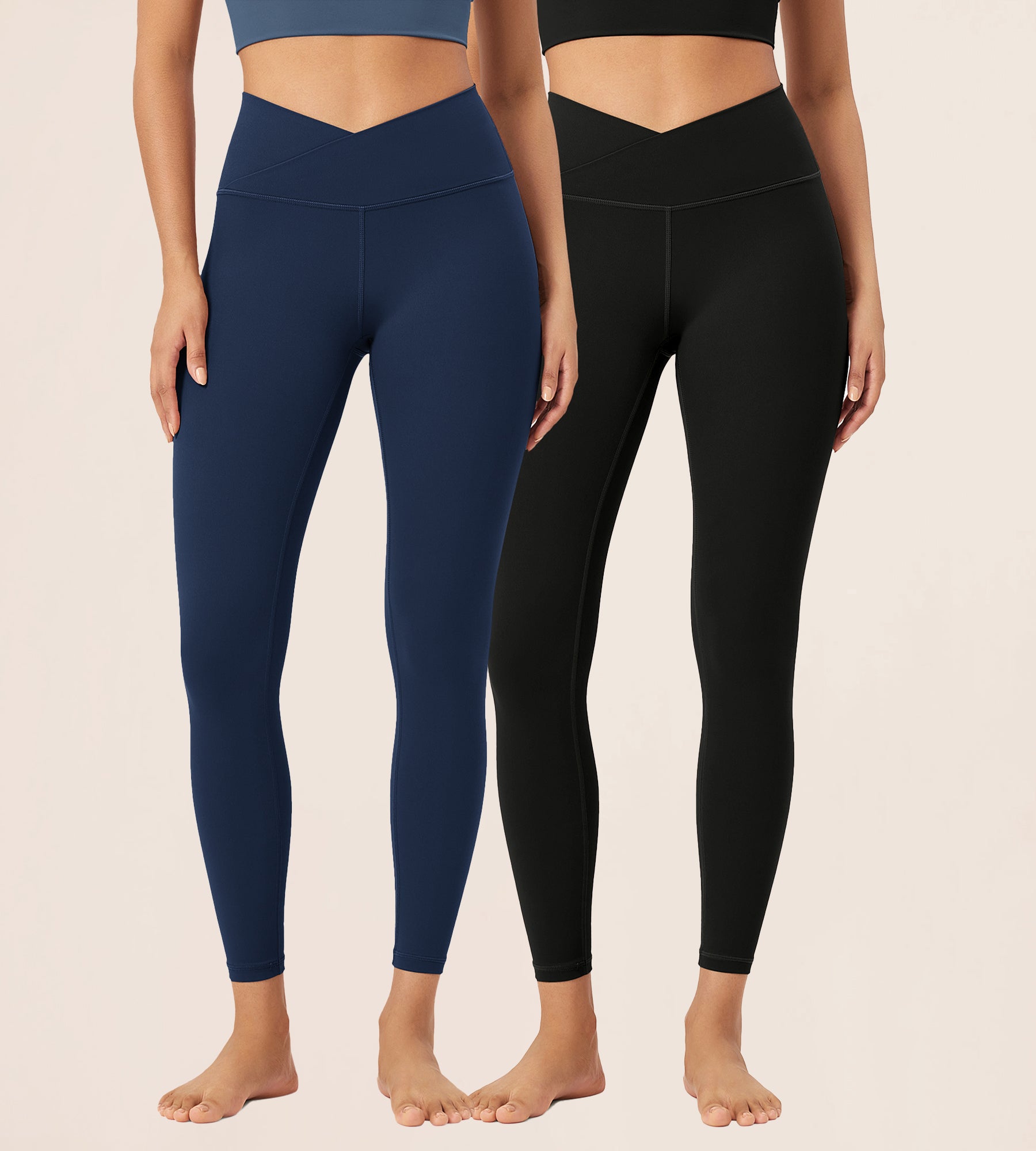 2 Pack 25" Buttery Soft Crossover Lounge Yoga Waist Leggings - ododos