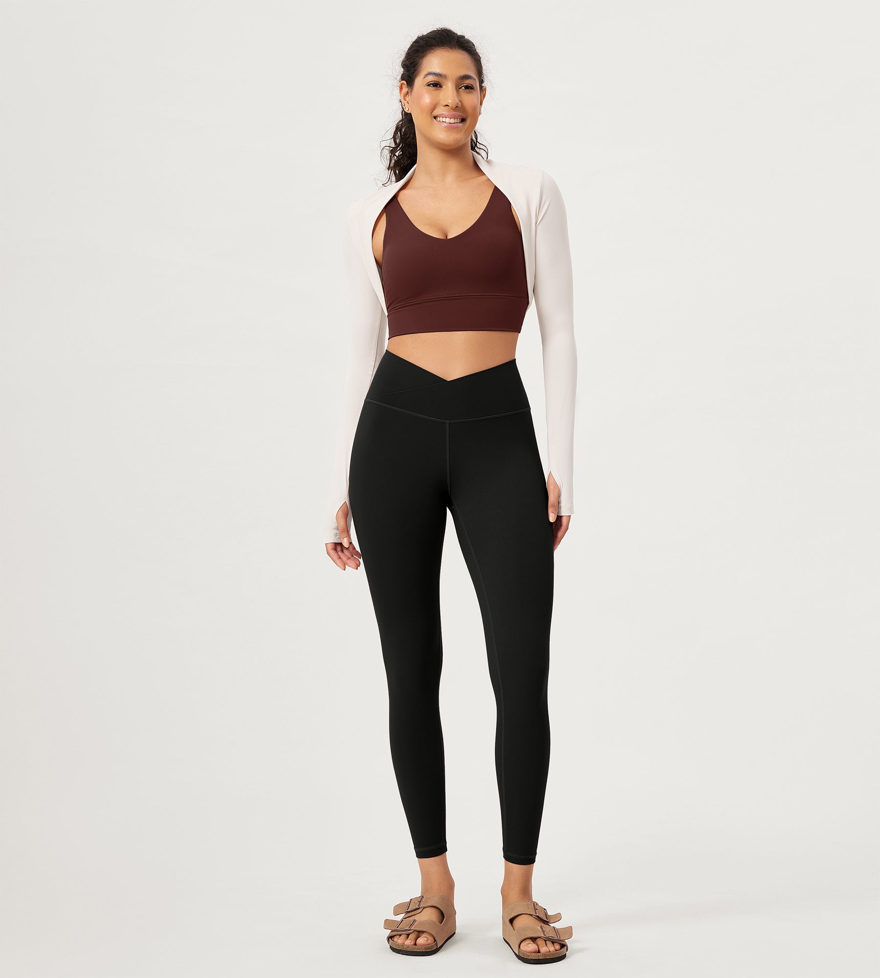 25" Buttery Soft Crossover Lounge Yoga Waist Leggings - ododos