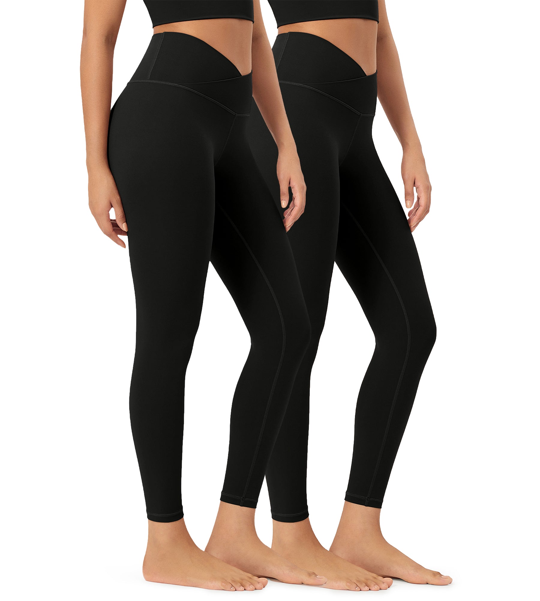 2 Pack 25" Buttery Soft Crossover Lounge Yoga Waist Leggings - ododos