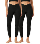 2 Pack 25" Buttery Soft Crossover Lounge Yoga Waist Leggings - ododos