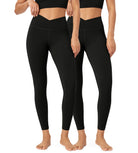 2 Pack 25" Buttery Soft Crossover Lounge Yoga Waist Leggings - ododos