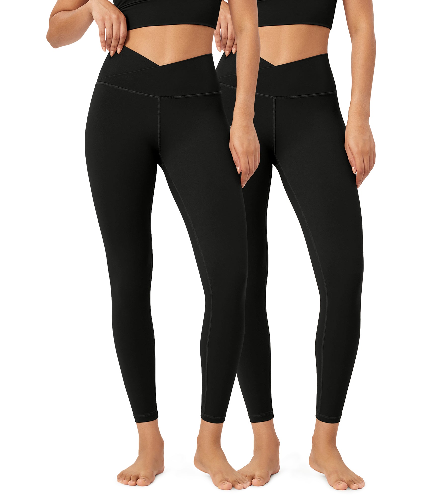 2 Pack 25" Buttery Soft Crossover Lounge Yoga Waist Leggings - ododos