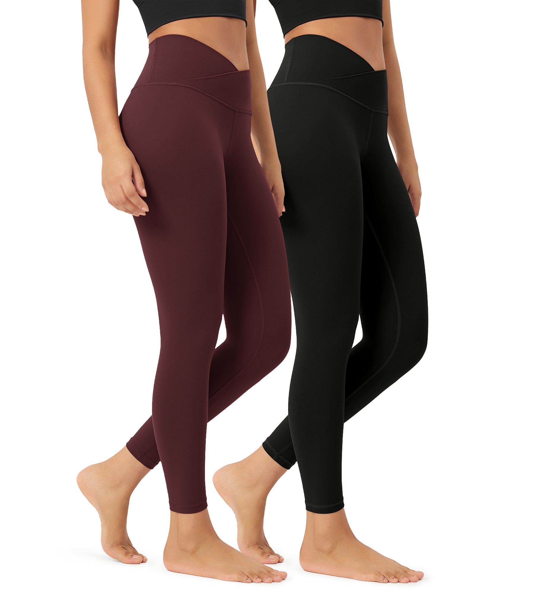 2 Pack 25" Buttery Soft Crossover Lounge Yoga Waist Leggings - ododos