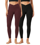 2 Pack 25" Buttery Soft Crossover Lounge Yoga Waist Leggings - ododos