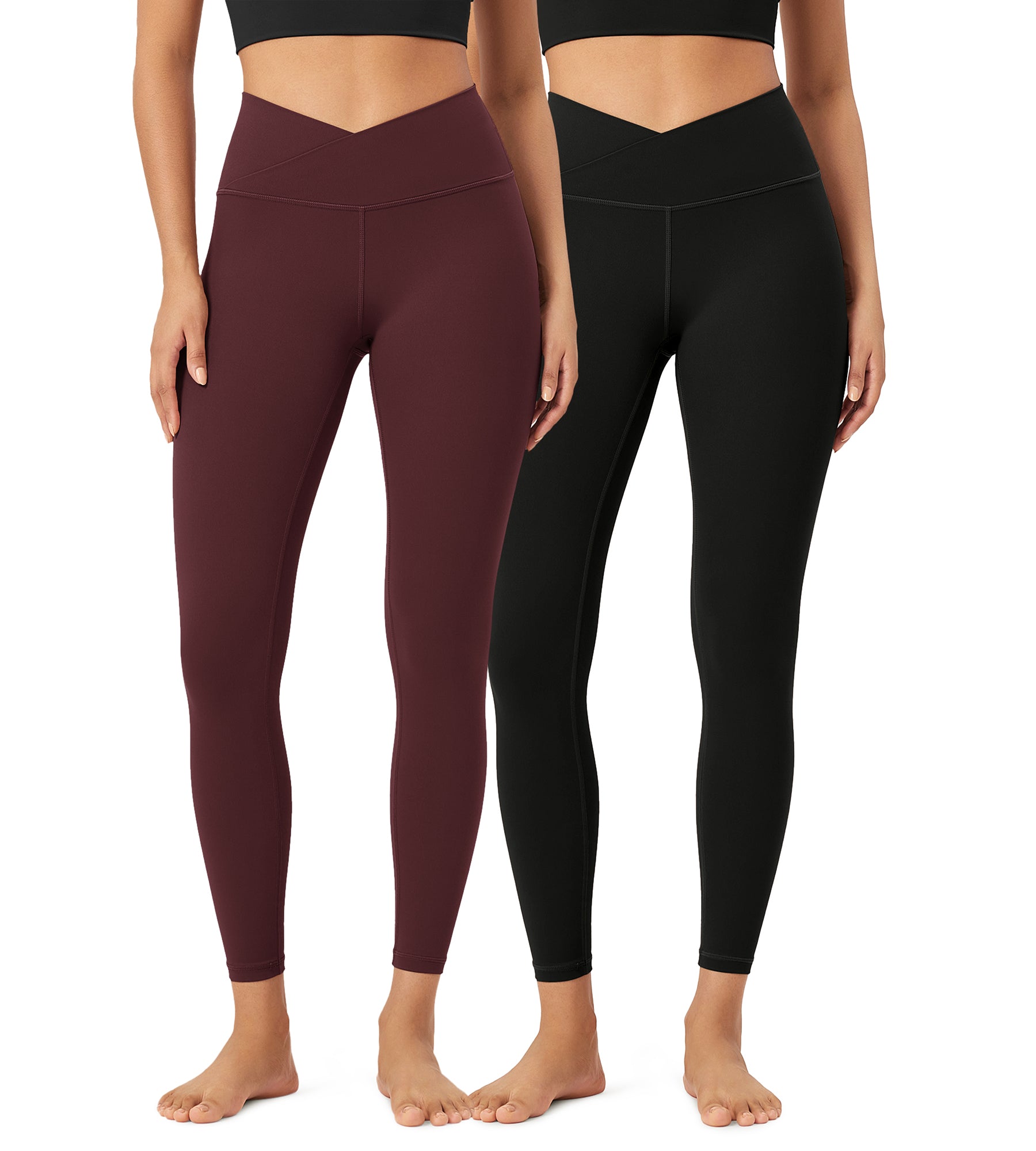 2 Pack 25" Buttery Soft Crossover Lounge Yoga Waist Leggings - ododos