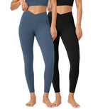 2 Pack 25" Buttery Soft Crossover Lounge Yoga Waist Leggings - ododos