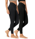 2 Pack 25" Buttery Soft Crossover Lounge Yoga Waist Leggings Black+onyx Black Grey - ododos