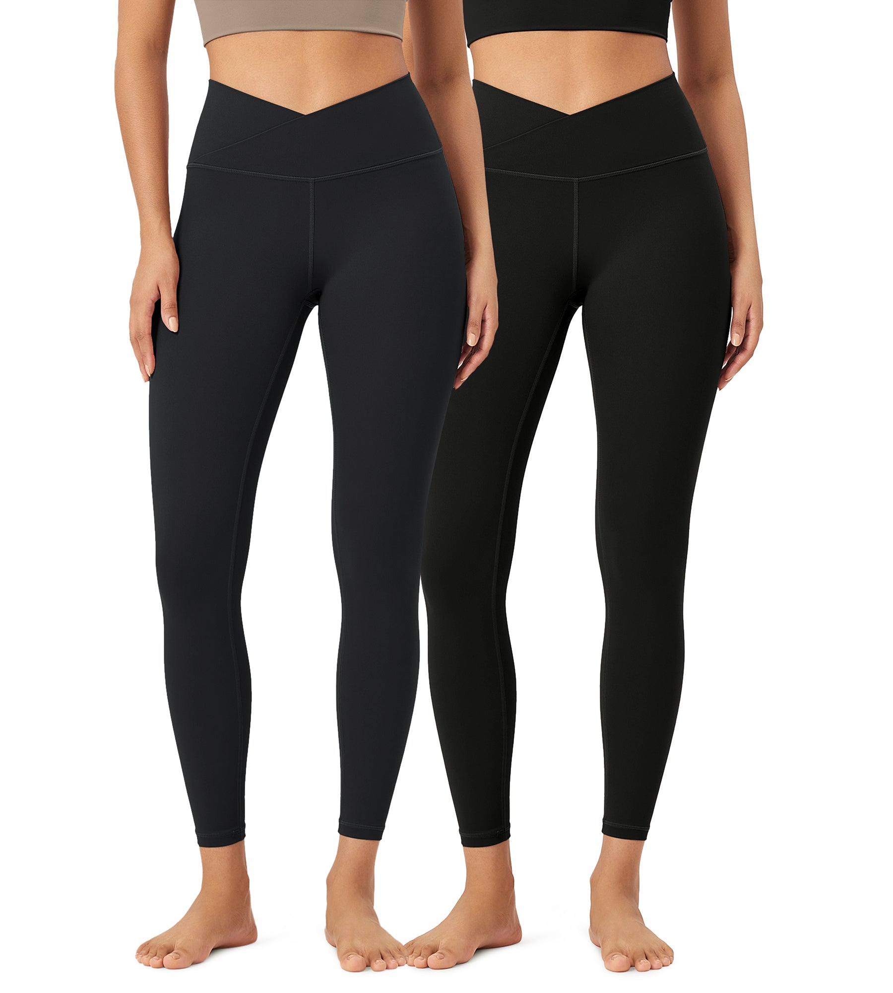 2 Pack 25" Buttery Soft Crossover Lounge Yoga Waist Leggings - ododos