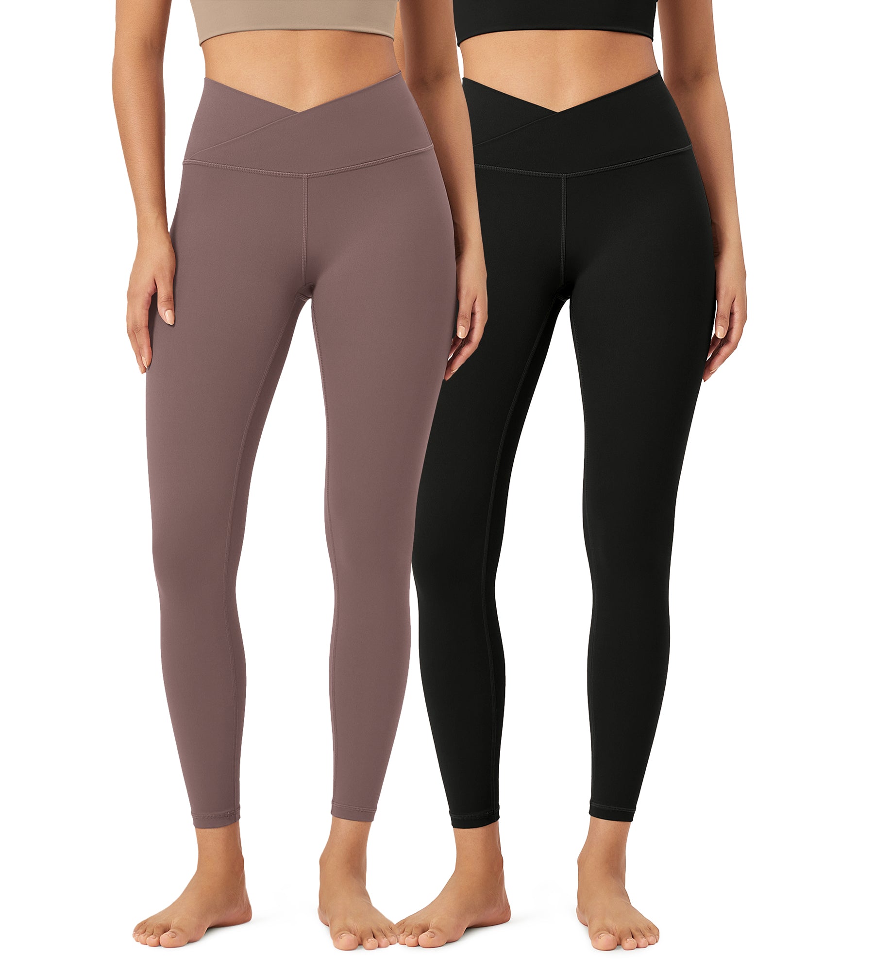 2 Pack 25" Buttery Soft Crossover Lounge Yoga Waist Leggings - ododos