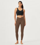 25" Buttery Soft Crossover Lounge Yoga Waist Leggings Brunette - ododos