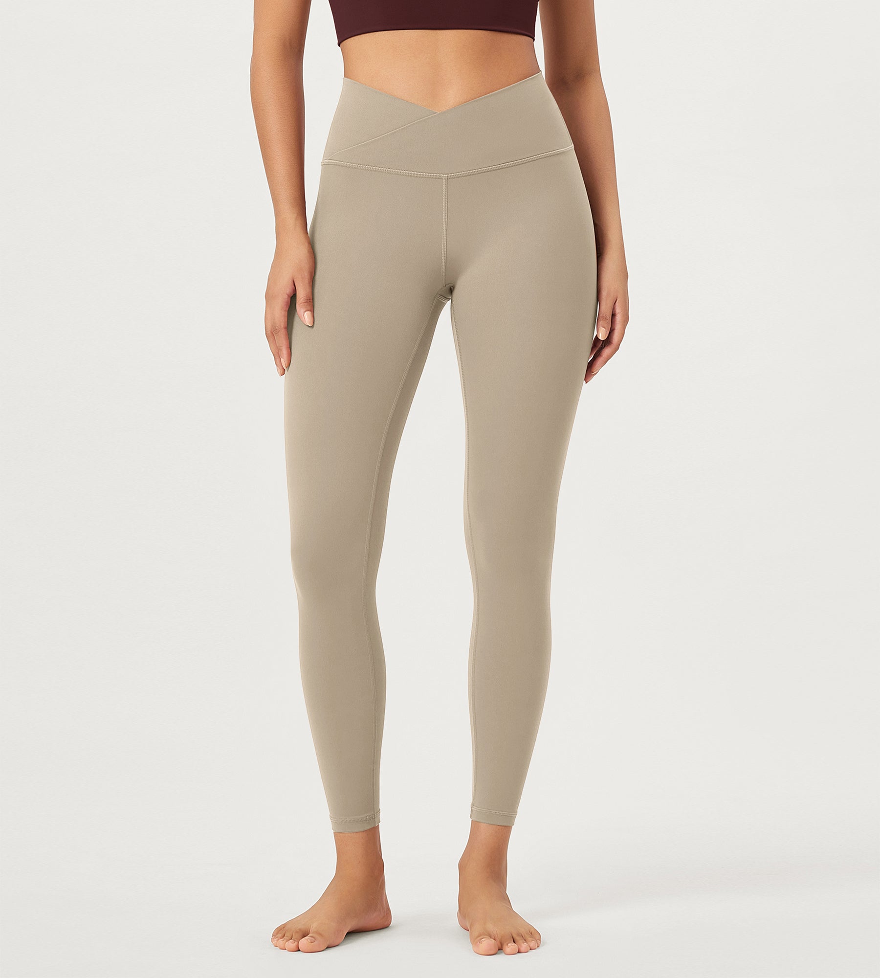 25" Buttery Soft Crossover Lounge Yoga Waist Leggings - ododos