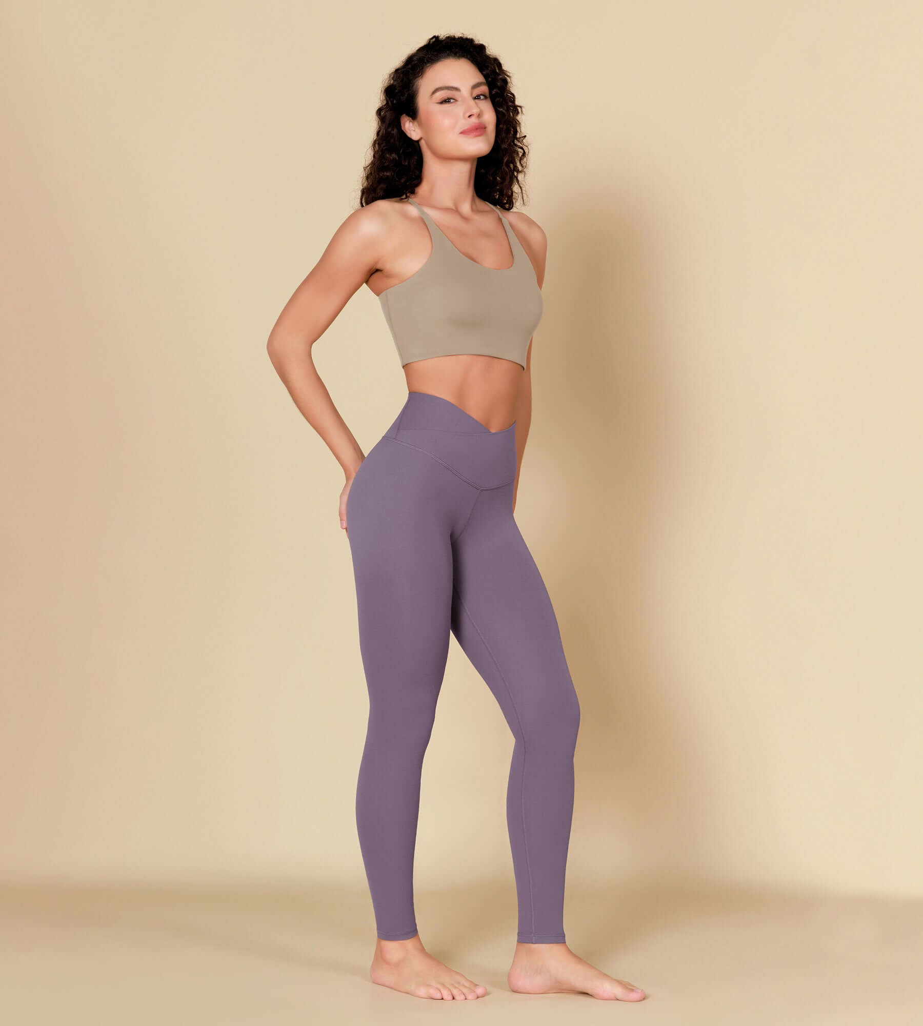 ODCLOUD 28 Crossover Leggings with Back Pocket Ash Violet - ododos