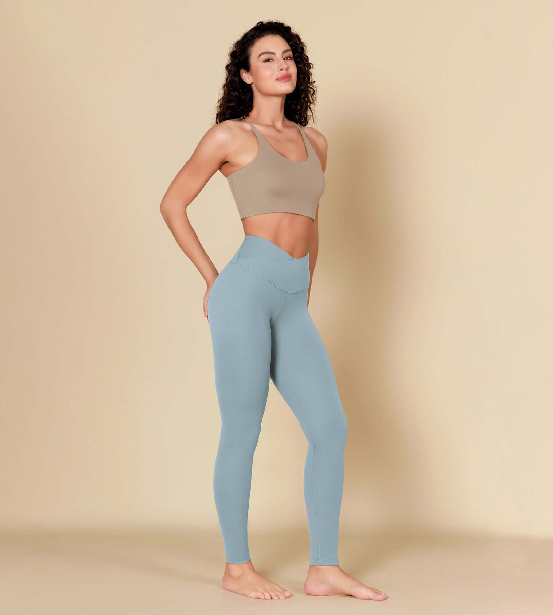 ODCLOUD 28 Crossover Leggings with Back Pocket Chambray - ododos