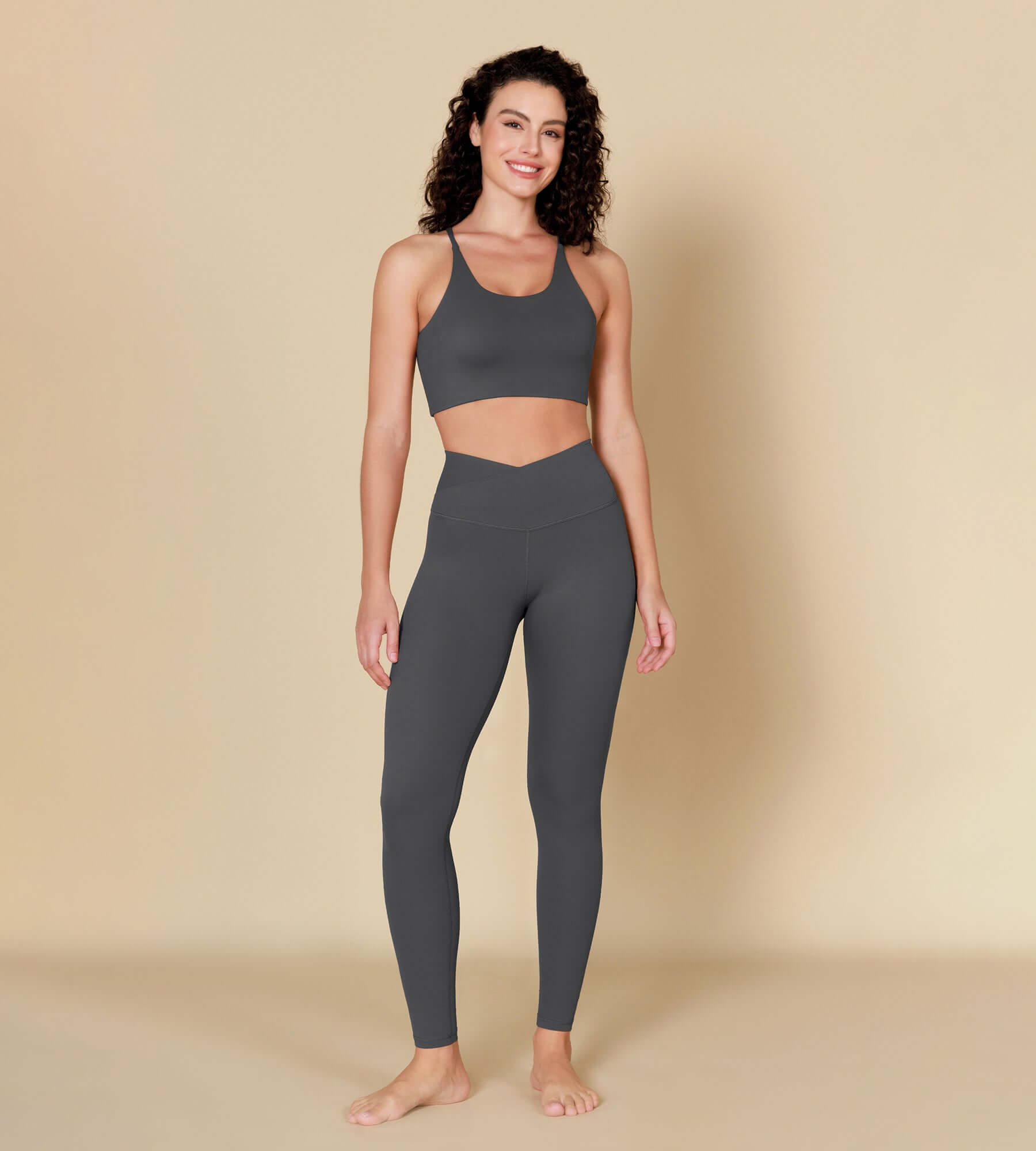 ODCLOUD 28 Crossover Leggings with Back Pocket Charcoal - ododos