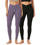 2 Pack 28" Odcloud Buttery Soft Cross Waist Yoga Leggings - ododos