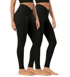 2 Pack 28" Odcloud Buttery Soft Cross Waist Yoga Leggings Black+Black - ododos