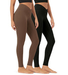 2 Pack 28" Odcloud Buttery Soft Cross Waist Yoga Leggings Black+brunette - ododos