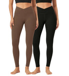 2 Pack 28" Odcloud Buttery Soft Cross Waist Yoga Leggings - ododos