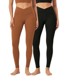 2 Pack 28" Odcloud Buttery Soft Cross Waist Yoga Leggings - ododos