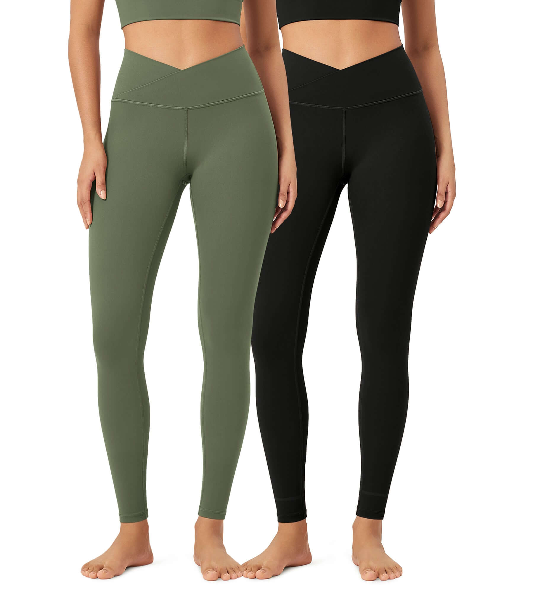 2 Pack 28" Odcloud Buttery Soft Cross Waist Yoga Leggings - ododos