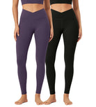 2 Pack 28" Odcloud Buttery Soft Cross Waist Yoga Leggings - ododos