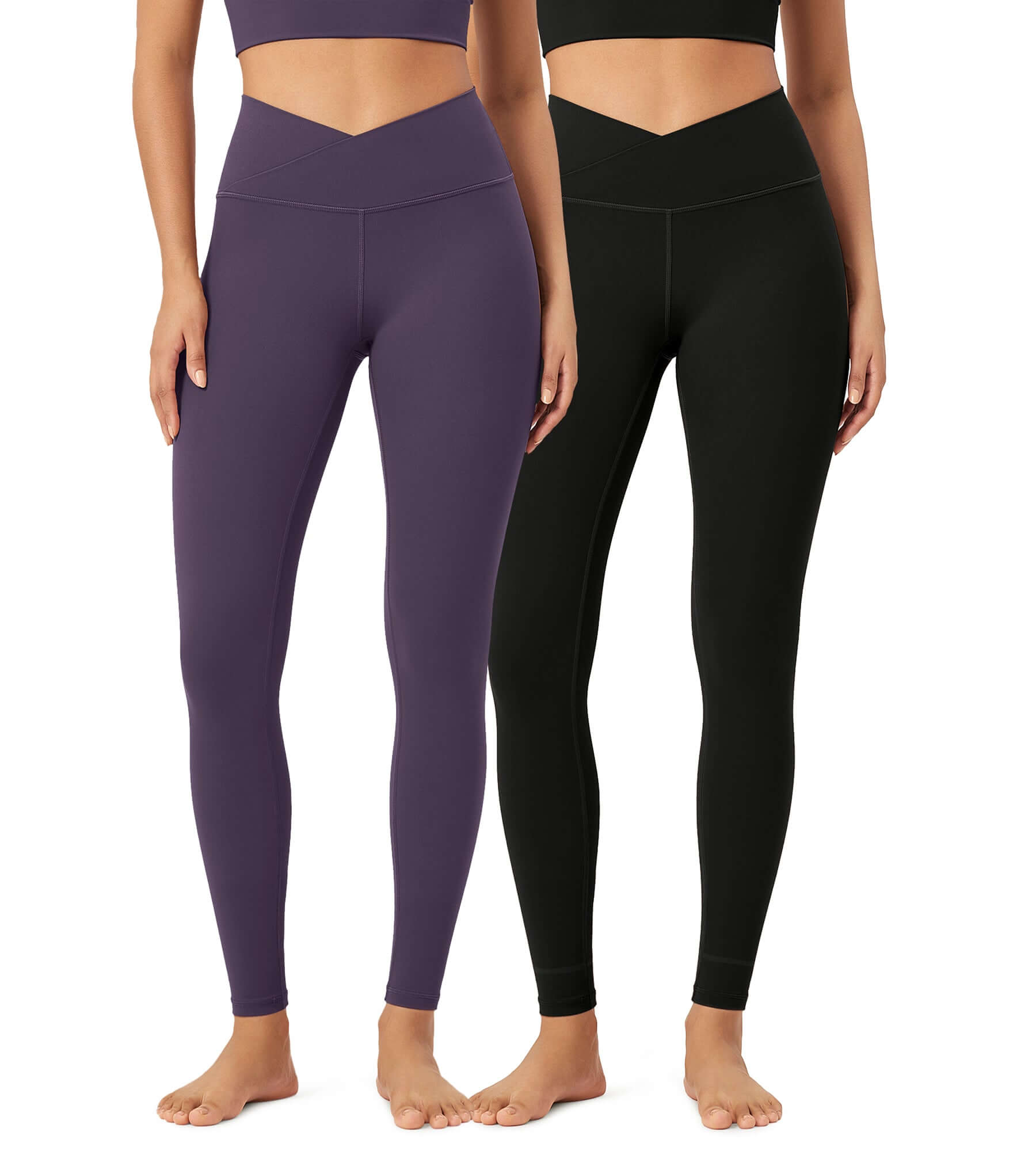 2 Pack 28" Odcloud Buttery Soft Cross Waist Yoga Leggings - ododos